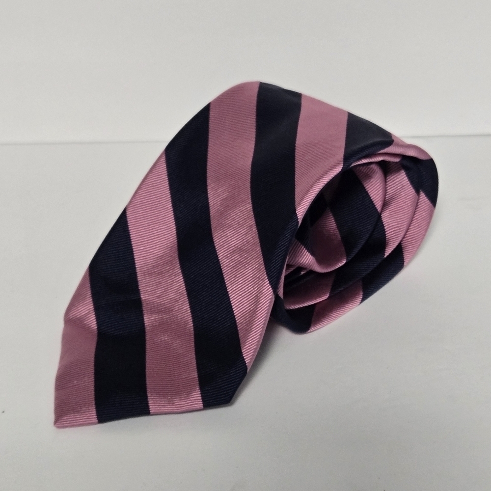 Jos. A. Bank Silk Pink and Black Diagonal Striped Tie